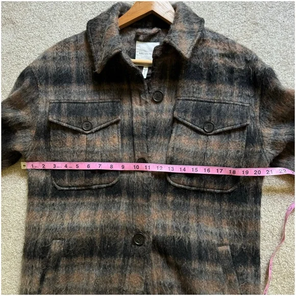 Avec Les Filles Longline Plaid Fuzzy Shacket S - Picture 14 of 16